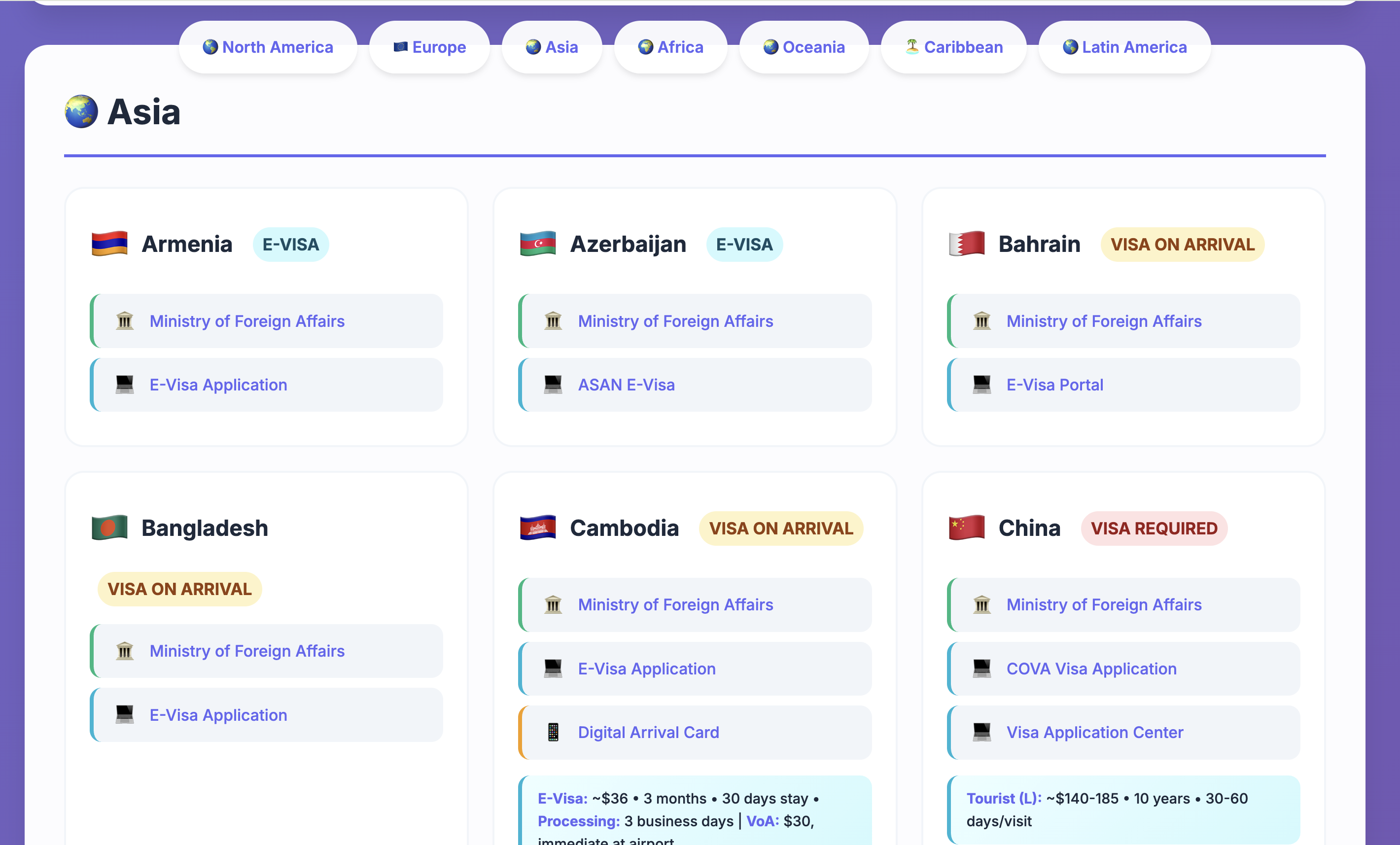 John-Henry's Visa Guide Website - Homepage