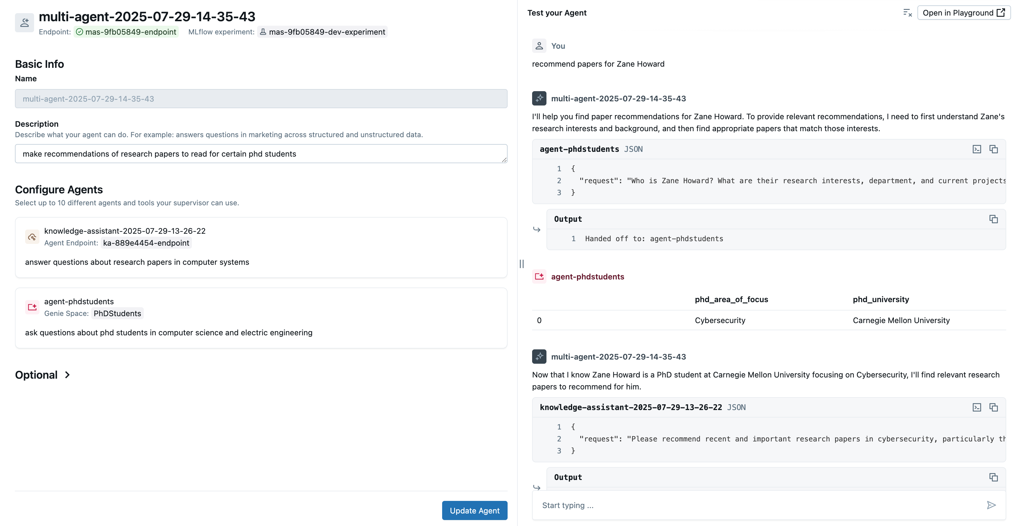 Databricks Agent Bricks platform interface