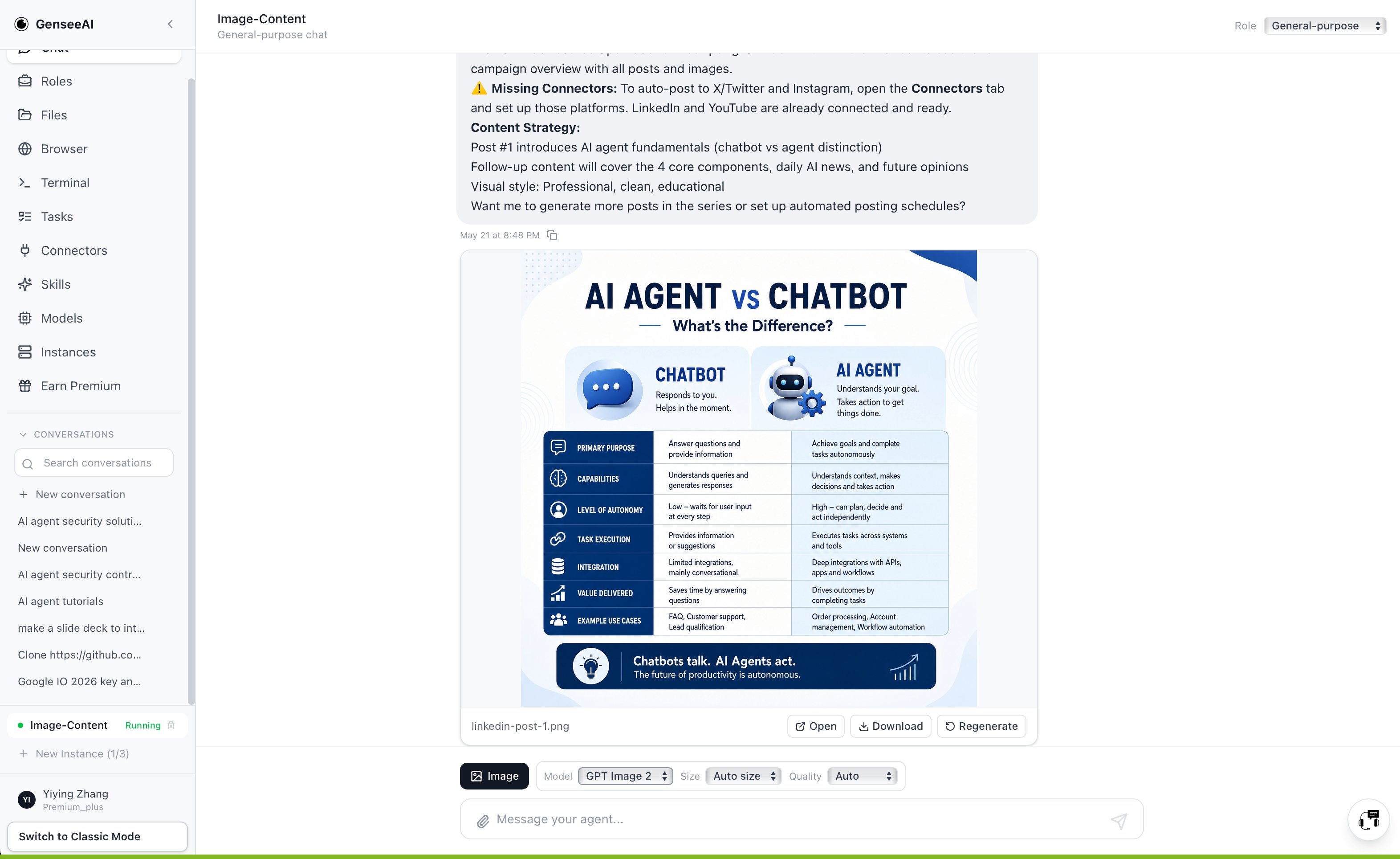 A LinkedIn social post image generated inside a GenseeAI workflow