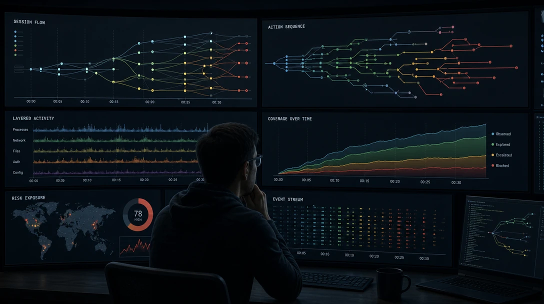 Security engineer monitoring AI coding agent activity for Agent Detection and Response