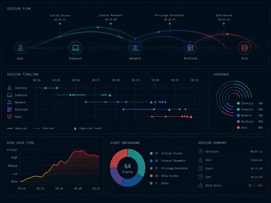 Server rack with glowing network cables and an overlay of light suggesting monitored data flow between connected nodes